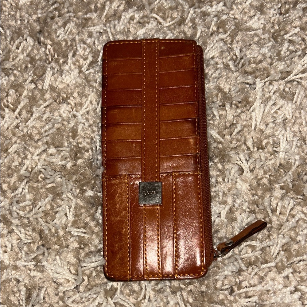 BUCKLE UP LONG CARD STACKER Brown Leather Wallet